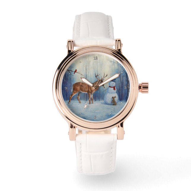 Montre Deer et Happy Snowman hiver de vacances scène (Recto)