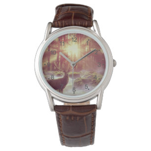 Montre Deer mâle dans Misty Woods au lever du soleil Heur