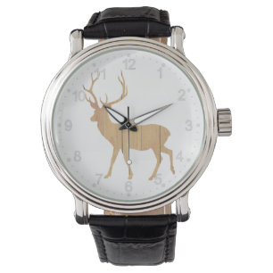 Montre Deer on retro wooden background