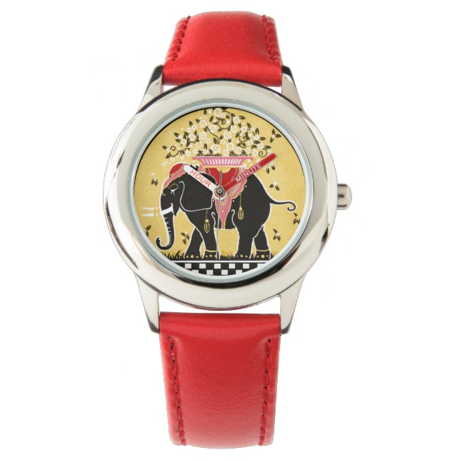 Montre Défilé d'éléphants en jaune (devant)