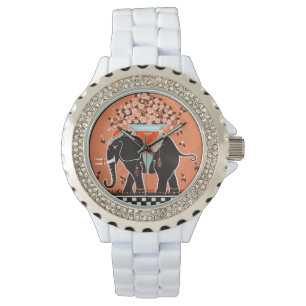 Montre Défilé d'éléphants en orange
