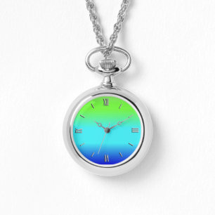 Montre dégradé vert, bleu et turquoise