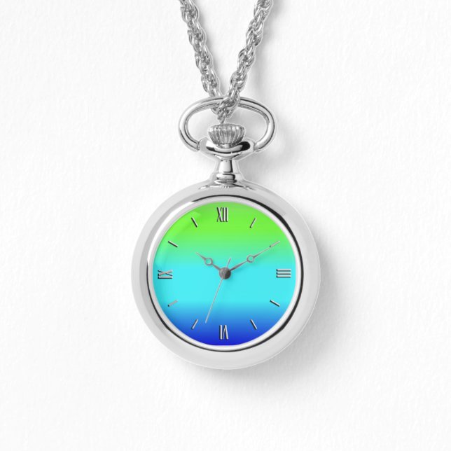Montre dégradé vert, bleu et turquoise (Recto)