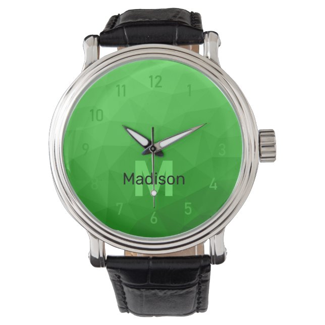 Montre Dégradé vert clair géométrie motif maille Monogram (devant)
