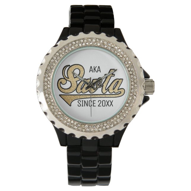 Montre d'émail noir en strass féminin Savta (devant)