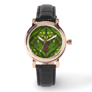 Montre Dendroctones et fougères, feuilles verts