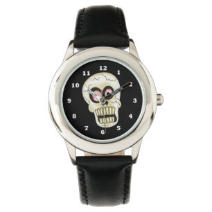 Montre d'enfants de bande dessinée de crâne de