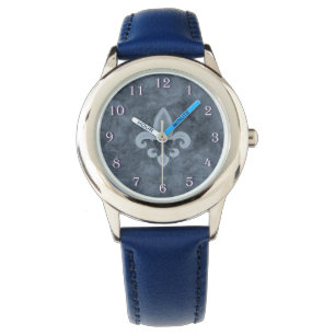 Montre Denim Butterfleur Papillon bleu Fleur de Lis