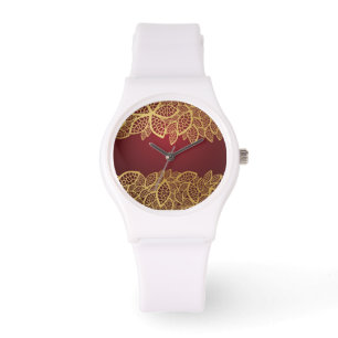 Montre Dentelle d'or de feuille sur l'arrière - plan