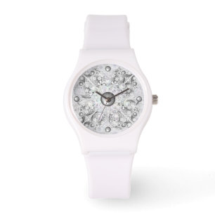 Montre Dentelle en céramique grise et flocon de neige