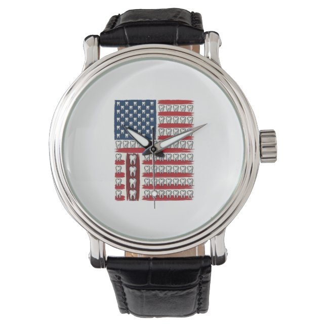 Montre Dentiste Patriotique Dent Drapeau (devant)