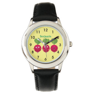Montre Des radis mignons chantant des légumes de dessin a