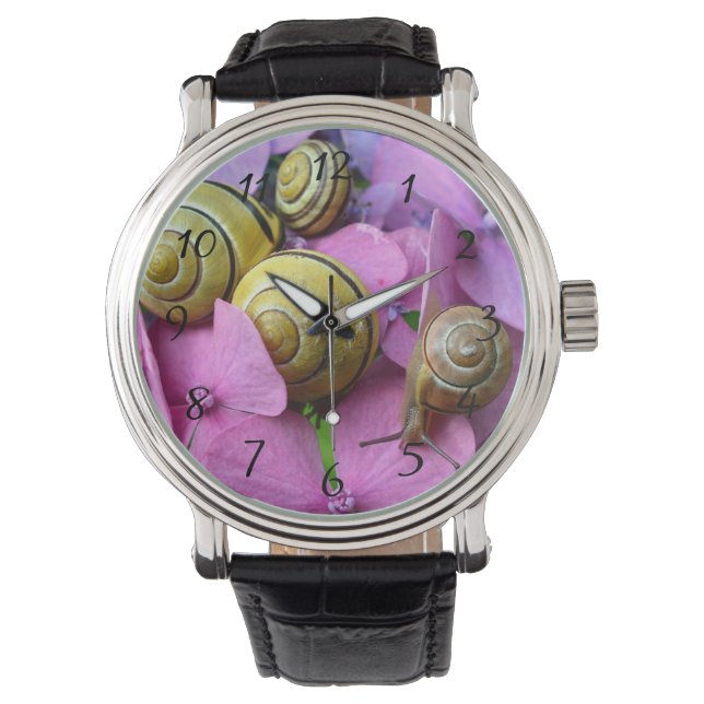 Montre Des snails de Pink Flowers (devant)