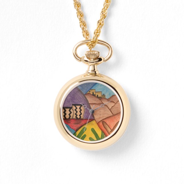 Montre Desert Southwest Main Drak Colorful Folk Art (Recto)