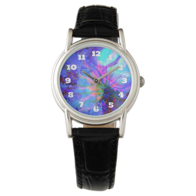 Montre Design abstrait bleu et violet (devant)