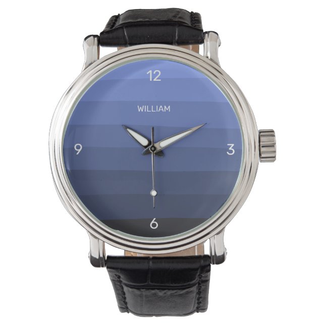 Montre Design contemporain Blue Wavy Personnaliser (devant)