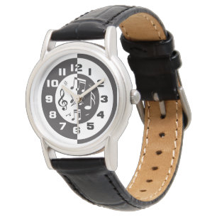 Montre Design contemporain de musique en noir et blanc