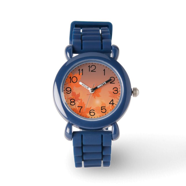 Montre Design d'automne avec feuilles d'érable et effet b (Recto)