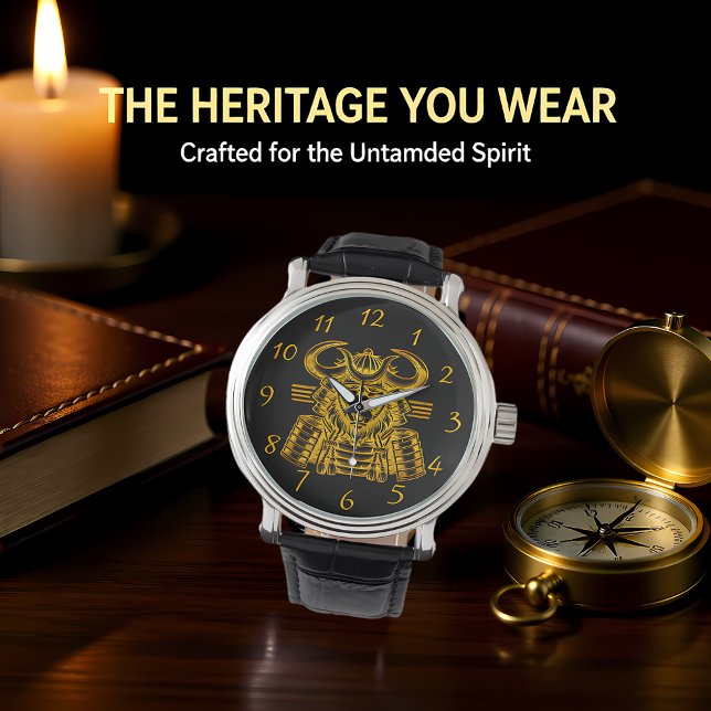 Montre Design de guerrier de bison d'or en armure Samurai (Créateur téléchargé)