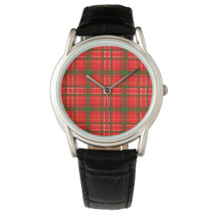 Montre Design de Motif de Noël Tartan rouge