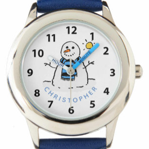 Montre Design de Noël Snowman avec nom. Enfant