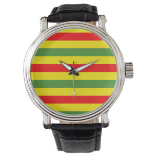 Montre Design de rayures rouges jaunes vertes