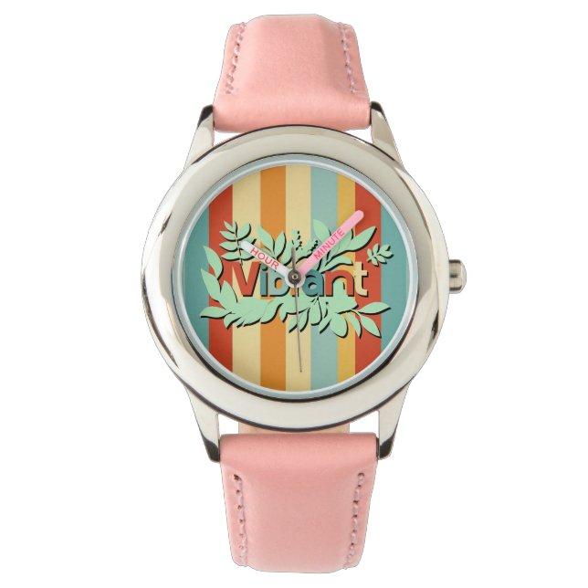 Montre Design de texte coloré botanique dynamique (devant)