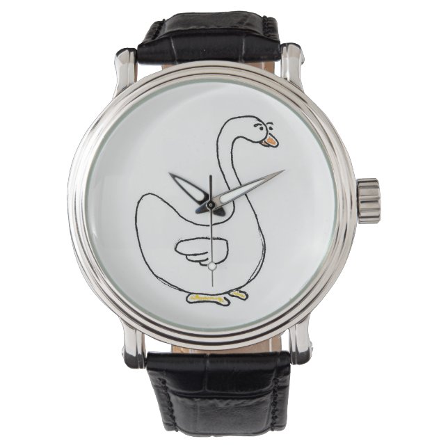 Montre Design d'oiseau blanc gracieux du cygne de dessin (devant)