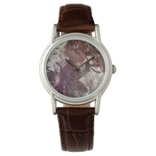 Montre Design floral abstrait marron 1