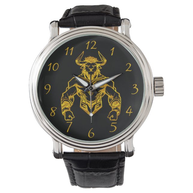 Montre Design graphique Gold Bold Bison (devant)