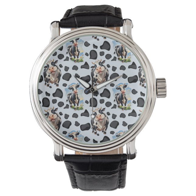 Montre Design Motif animal de vache (devant)