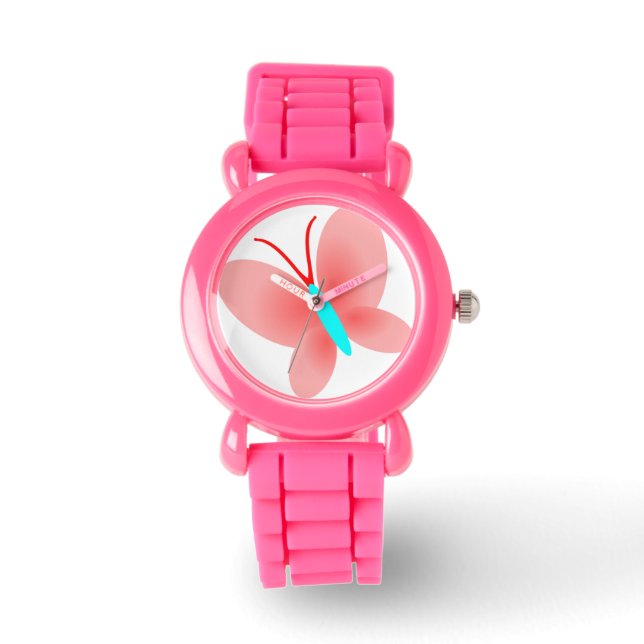 Montre Design papillon rose (Recto)