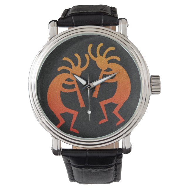 Montre Design Sud-Ouest Danse Kokopelli Orange Noir (devant)