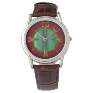 Montre Design vert rouge classique >Watche en cuir pour h