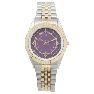 Montre Design Vintage Or Élégant Pourpre