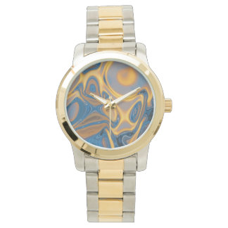 Montre Designer Gold et Silver Watch - Art Abstrait