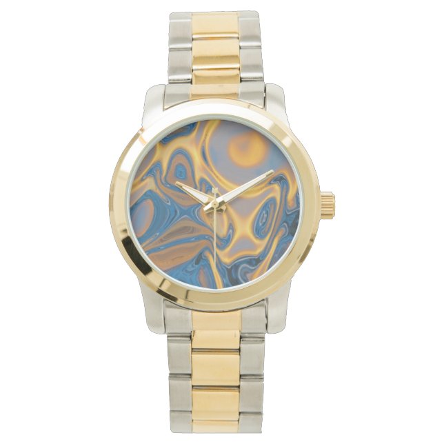 Montre Designer Gold et Silver Watch - Art Abstrait (devant)