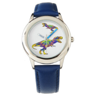 Montre Dessin amusant de dinosaure T Rex coloré en train 
