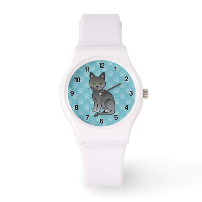 Montre Dessin animé de chat bleu russe (Recto)