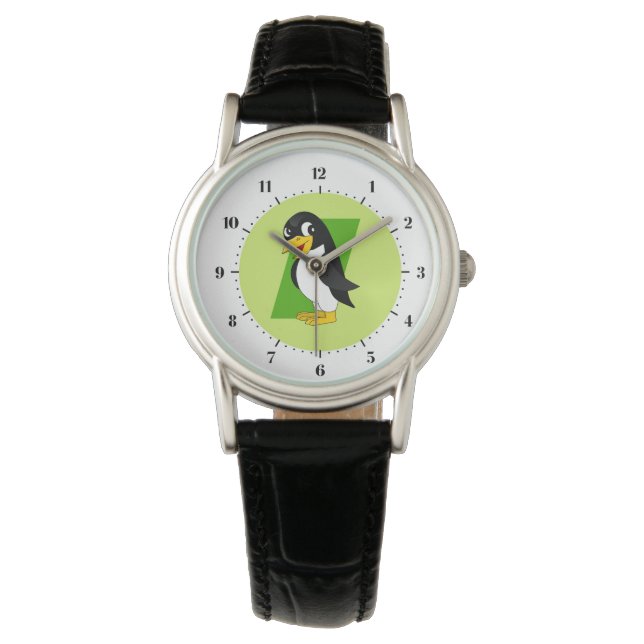 Montre Dessin animé de pingouin mignon - vert (devant)