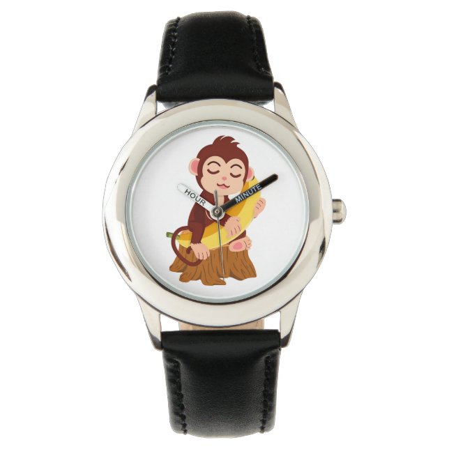 Montre Dessin animé de singe tenant une banane (devant)