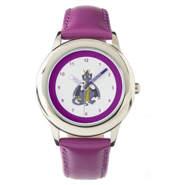 Montre dessin animé dragon violet (devant)