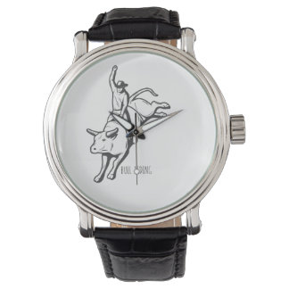 Montre Dessin au trait d'un cavalier de taureau de rodéo