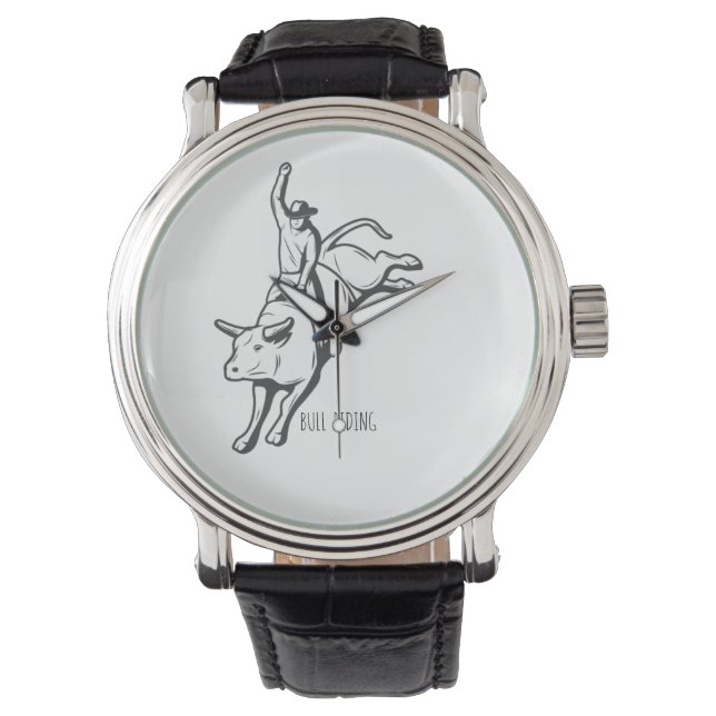 Montre Dessin au trait d'un cavalier de taureau de rodéo (devant)