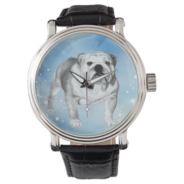 Montre dessin de Bulldog anglais (devant)