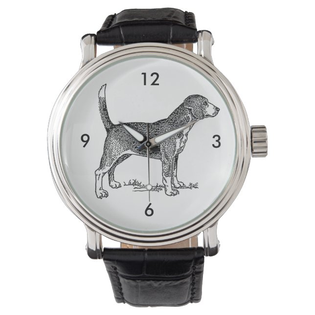 Montre Dessin de chien élégant Beagle mignon (devant)