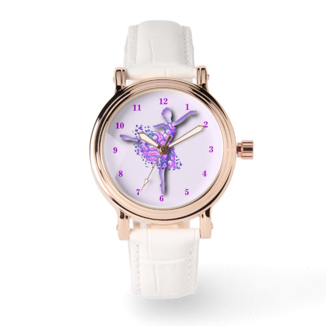 Montre Dessin de danseuse d'art pourpre Ballet Danseuse  (Recto)