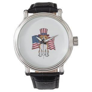 Montre Dessin de gravure vintage de drapeau de chien Beag
