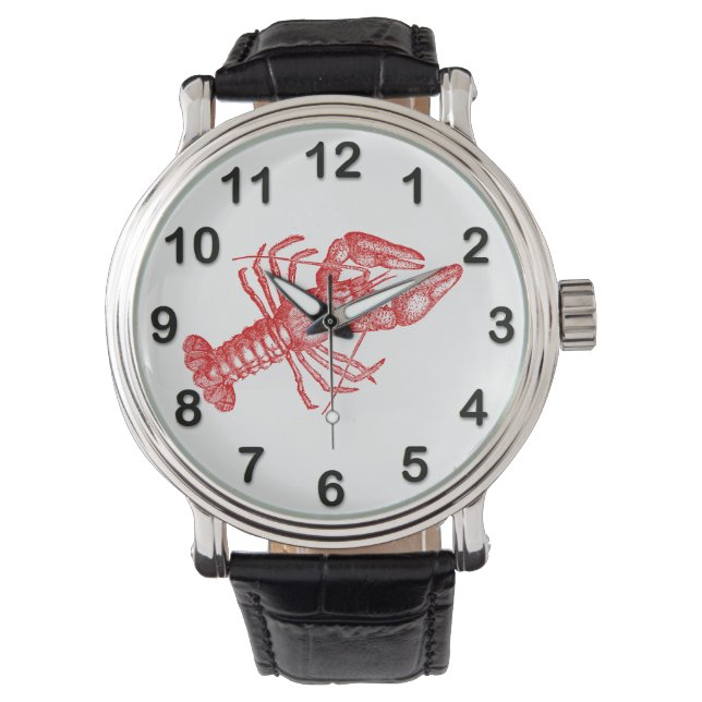 Montre Dessin de homard rouge vintage no 1 (devant)