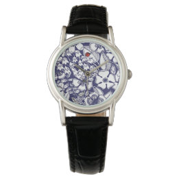 Montre Dessin de jardin blanc bleu Shalom